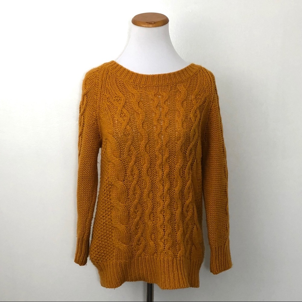 J. Crew Mustard Cable Sweater